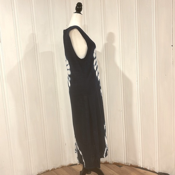 Tie dye VINTAGE CONCEPT navy blue and white maxi dress - Picture 2 of 7